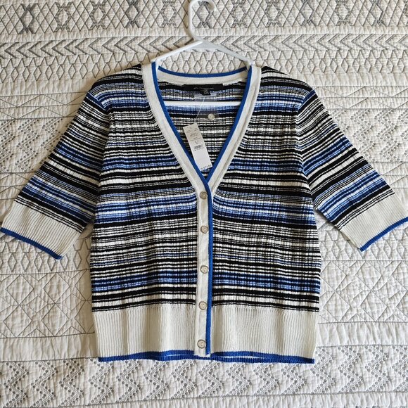 White House/Black Market Sweaters - White House Black Market Stripped Cropped Cardigan Sweater Size M NWT